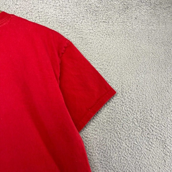 Vintage Nike Shirt Men's Large Red Black Graphic Center Swoosh Short Sleeve Y2K - Picture 8 of 10